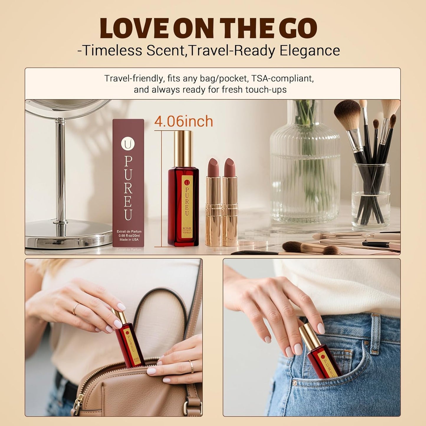 Vanilla Perfume for Women - Sweet Vanilla, Fruity, Cashmeran Wood, Jasmine Floral - Eau de Parfum Long Lasting Perfumes Travel Size Extrait de Parfum, 20ML/ 0.7 fl (Rome Perfume)