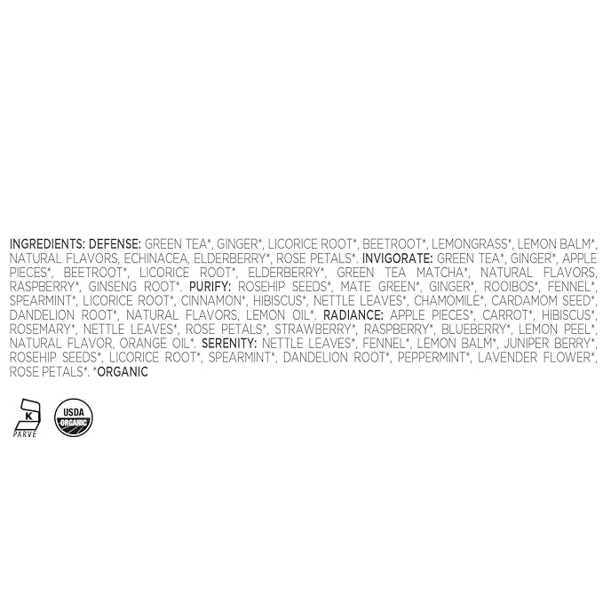 Tea Forte Wellness Tea Assortment Single Steeps Loose Leaf Premium Tea Gift Set Sampler, 15 Count 3 of Each Assorted Blends, Pre-Portioned Single Serve Pouches, Steeps 12 oz