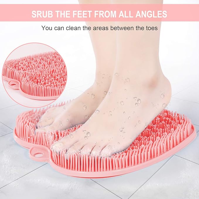 BESKAR XL Large Foot Scrubber Mat for Use in Shower - Shower Foot Cleaner to Eliminate Calluses Dead Skin, Foot Massager Mat for Men & Women to Soothe Achy Feet, Non Slip Suction Cups