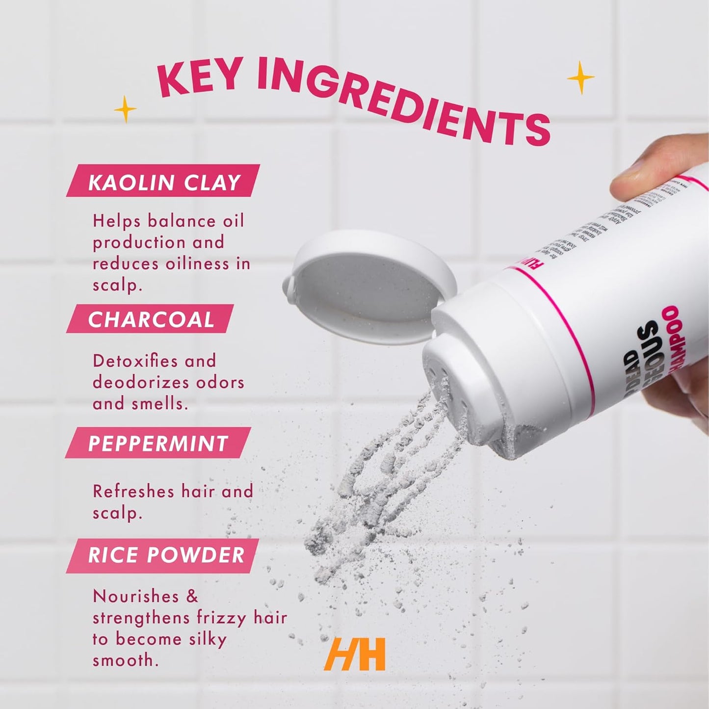 Handmade Heroes Non Aerosol Dry Shampoo Powder 1.8oz 100% Natural & Vegan Volumizing Powder For Dark Hair & Brunette Hair