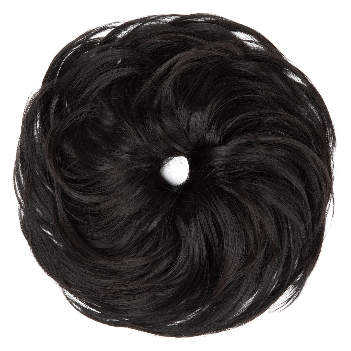 CJL HAIR Large Messy Bun Hair Piece Wavy Curly Scrunchies Synthetic Chignon Ponytail Hair Extensions Thick Updo Hairpieces for Women Black Brown