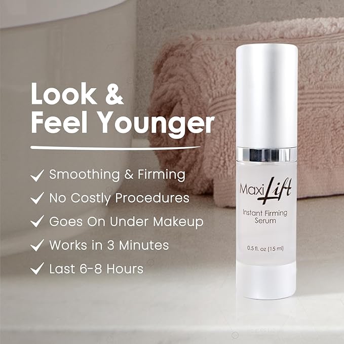 MaxiLift Serum, Instant Face Lift Cream, Skin Serum for Face & Instant Eye Lift, Smooth & Firm Loose Sagging Skin, Fine Lines & Wrinkles Within 2 Minutes, 0.5 Fl Oz (Set of 2)