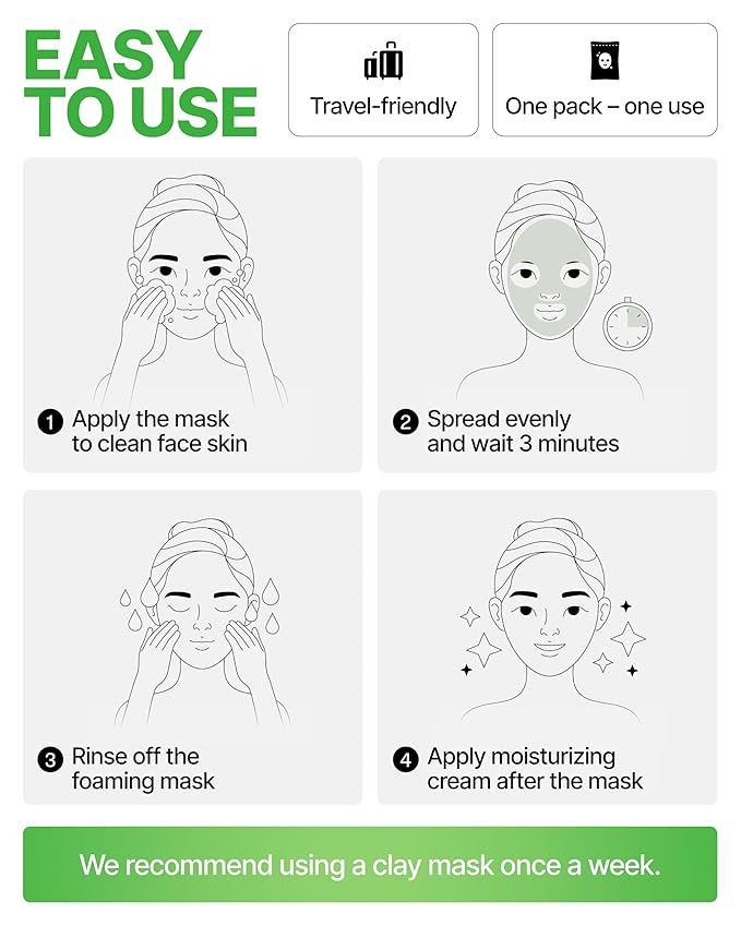 Korean Carbonated Bubble Clay Mask for Face – Black Head Remover for Face – Deep Pore Cleansing Mask – Facial Blackhead Remover – Pack 14 Korean Skincare