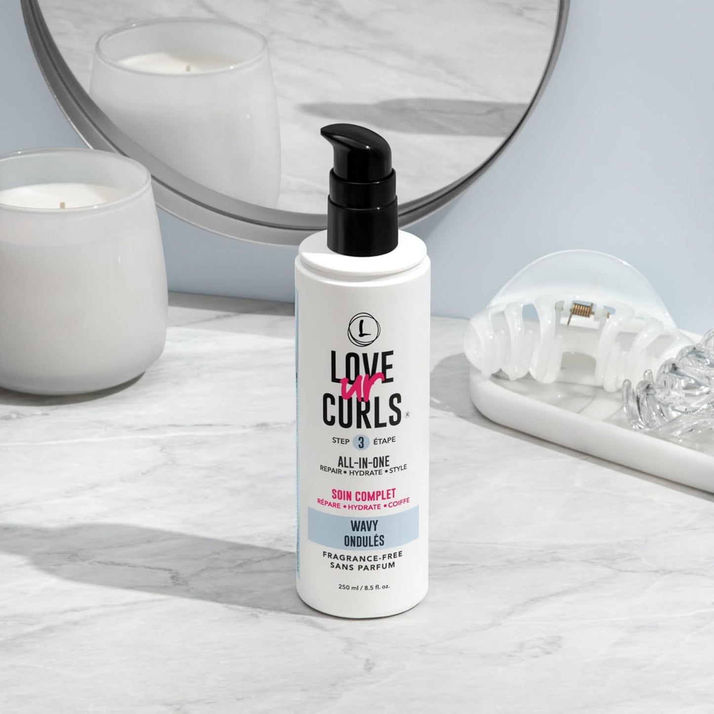 Love Ur Curls Fragrance Free All in One Curl Cream Styler for Wavy Textured Hair, Repair, Define, Hydrate & Style with Shea Butter, 250mL