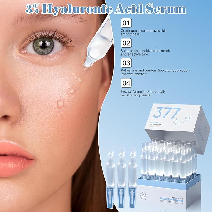 30PCS Hyaluronic Acid Tubes, 3% Hyaluronic Acid Serum Ultra-Hydrating Vials