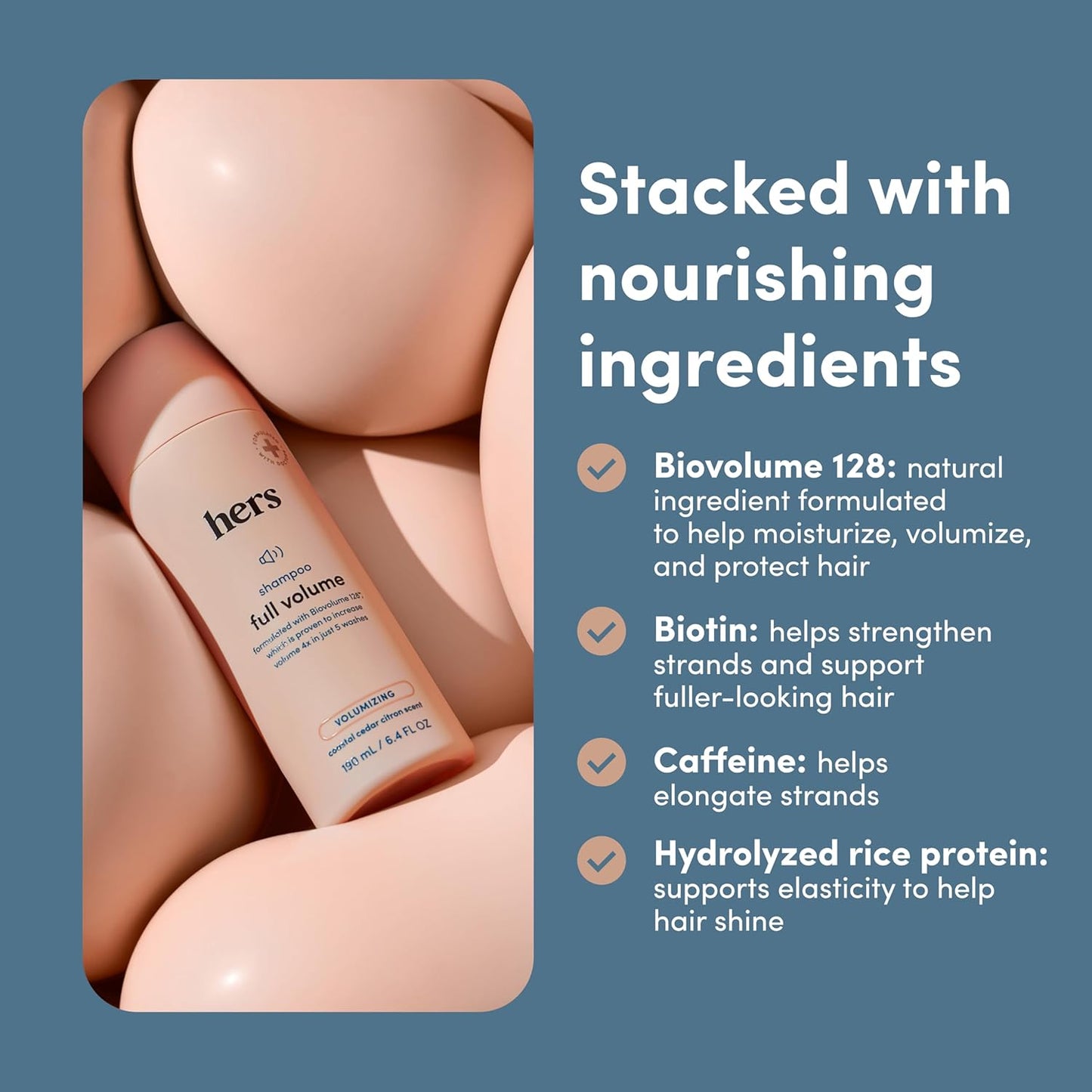 hers Full Volume Shampoo, 2 Pack - Volumizing Shampoo for Women with Biotin - Adds Lightweight Volume, Shine & Bounce - Coastal Cedar Citron - 2 x 6.4 fl oz