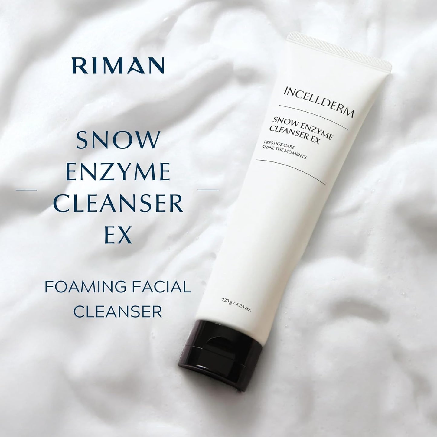 INCELLDERM Snow Enzyme Cleanser, Makeup Remover, K-beauty Cleansing Foam 120g