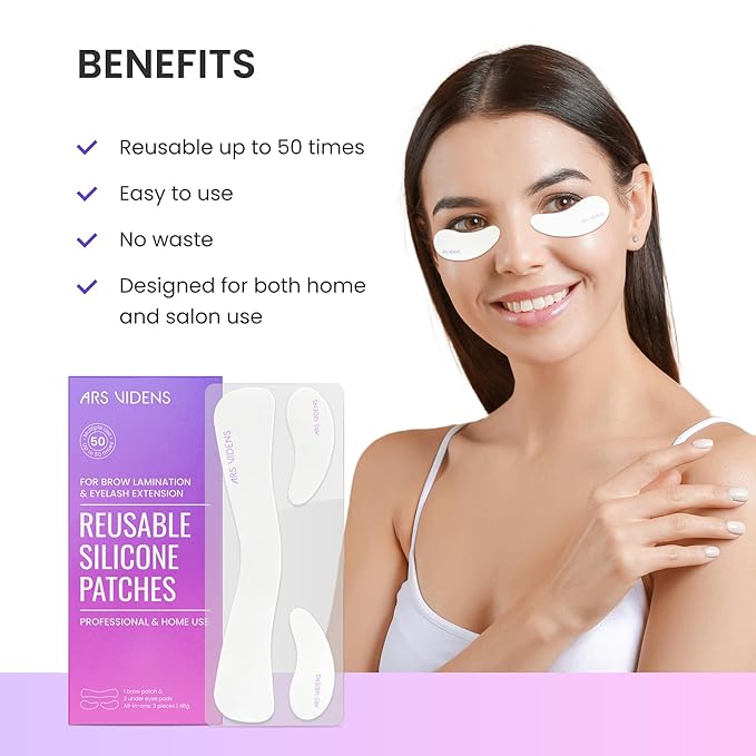 ARSVIDENS Reusable Silicone Patches for Brow Lamination Procedure & Lash Lift, Eco-Friendly Brow and Under Eye Pads for Professional Results
