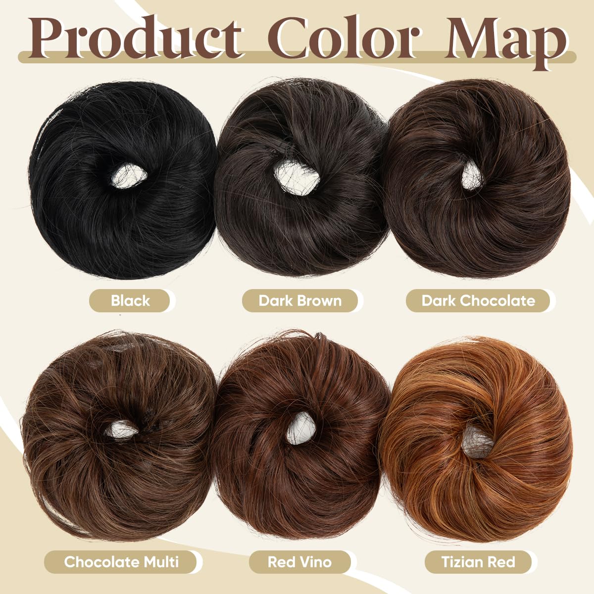 CJL HAIR 2PCs Small Cute Messy Bun Hair Piece for Thin Hair Women Mini Synthetic Curly Bun Scrunchies Updo Hairpieces Dark Brown