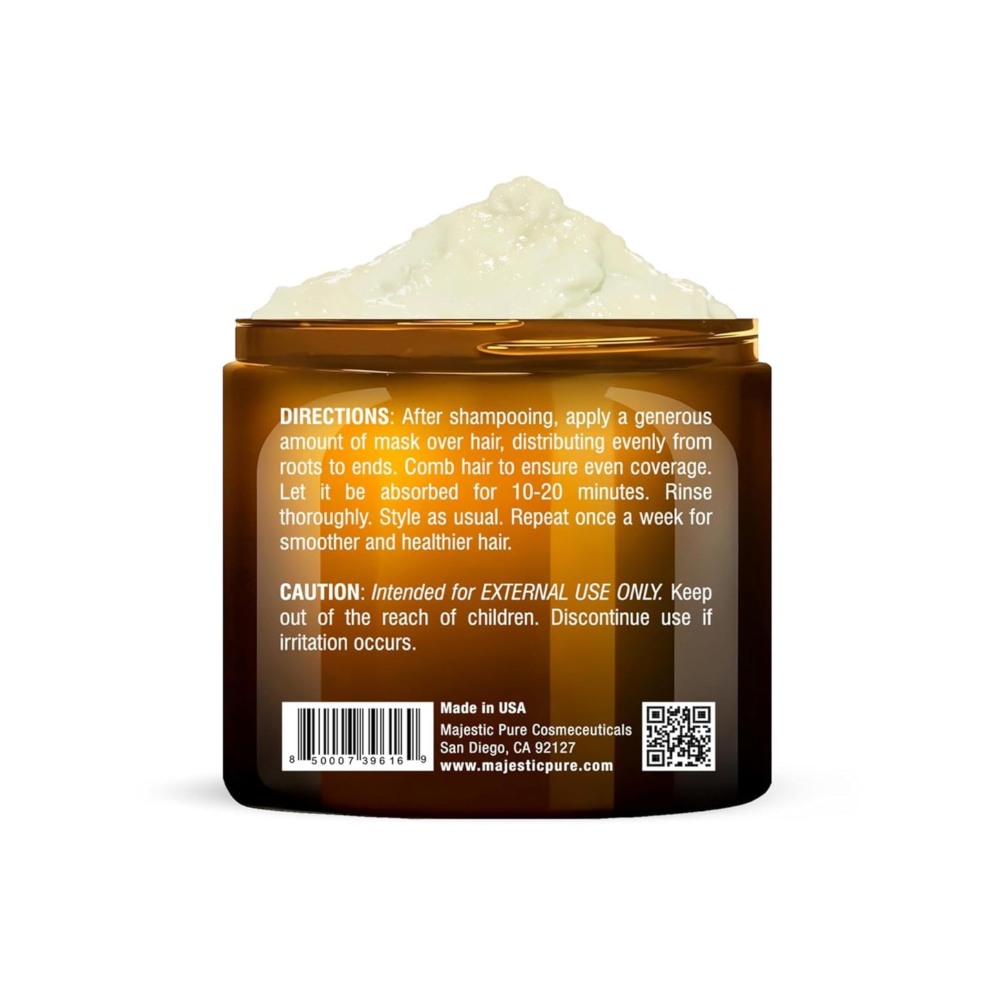 Majestic Pure Avocado and Coconut Hair Mask for Dry Damaged Hair - Infused with Biotin - Deep Conditioning, Hair Thickening, for Healthy Hydrated Hair, Sulfate Free, 16 fl oz