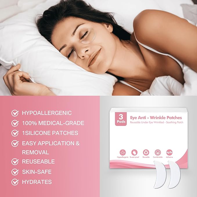 Reusable Wrinkle Patches - Silicone Fusion Treatment Forehead Patches for Brow Lift, Wrinkle Smoothers, Reduce Frown Lines & Face Lift - 3 Pack (Eye)