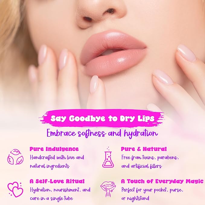 Organic Lip Balm Set- All-Natural, Moisturizing, Soothing Lip Mask and Hydrating Lip Treatment for Chapped Lips - Delicious Watermelon, Vanilla Cupcake, and Coconut Flavor