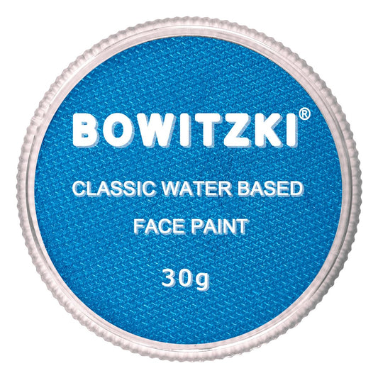 Bowitzki 30g Professional Face Paint Body Paint Water Based Face painting Makeup Safe for Kids and Adults Split Cake Single Color (Metallic Blue)