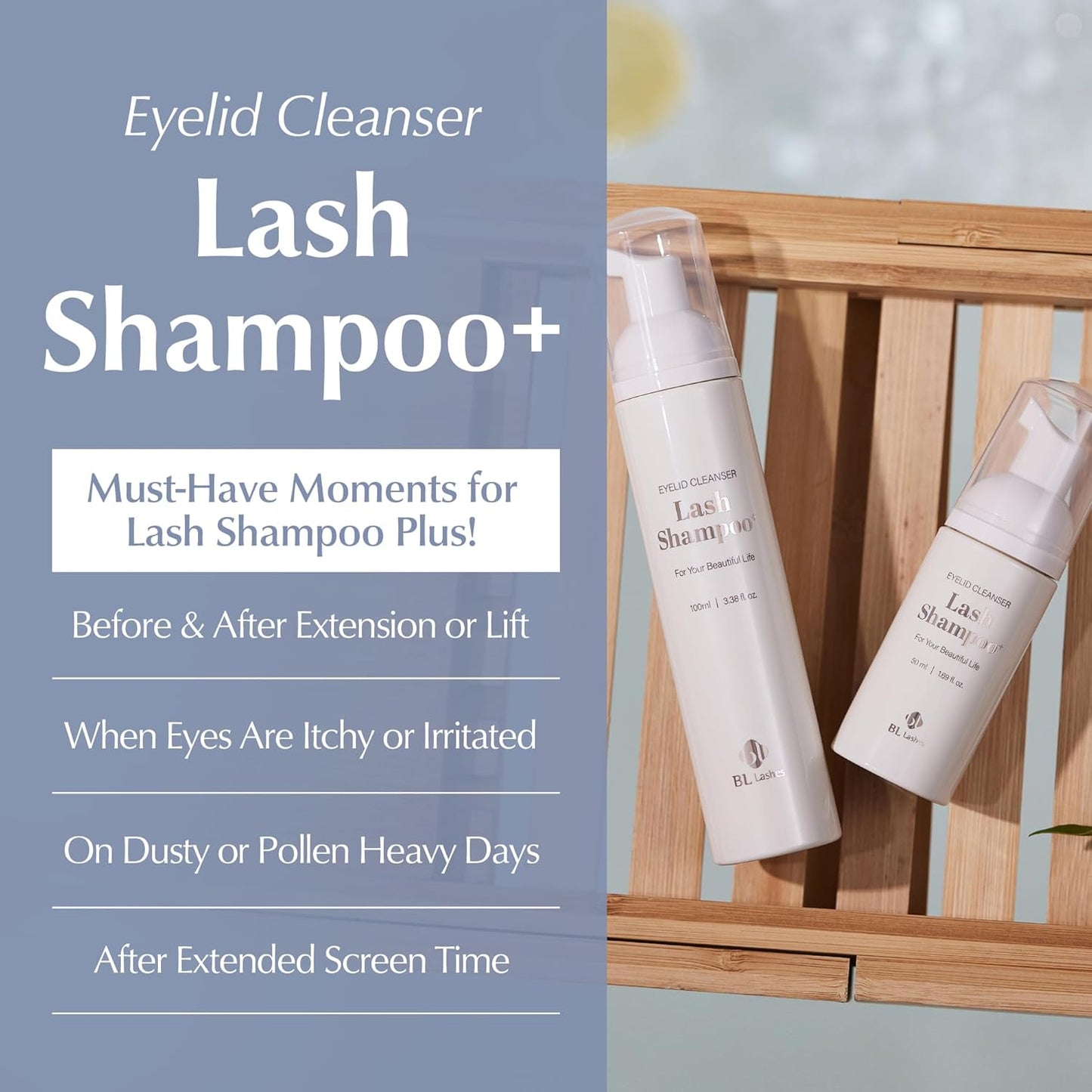 BL Lashes Lash Shampoo for Extensions – Eyelash Cleanser & Eyelid Wash | Oil-Free, Gentle & pH Balanced for Sensitive Eyesm (100ml)