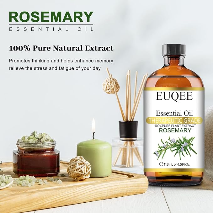 Rosemary Essential Oil 118ml Pure Rosemary Oil with Glass Dropper for Aromatherapy, Diffuser, Soap & Candle Making - 4Fl.Oz