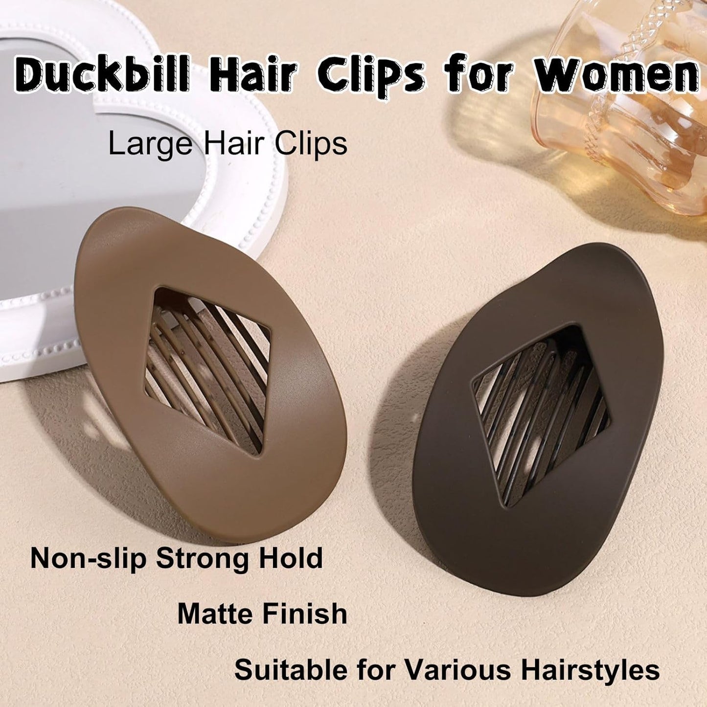 4PCS Duckbill Hair Clips, Lightweight and Simple Flat Hair Clips; Suitable for Curly Hair, Straight Hair, Suitable for Thick and Thin Hair, Duck Shaped Flat Hair Clip, Suitable for Women & Girls