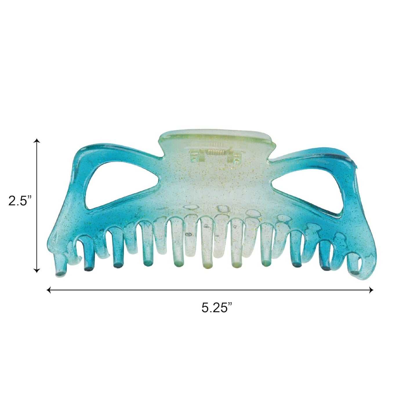 Women's Jumbo Jaw Clip Extra Large Marbelized Hair Claw (Glitter Turquoise)