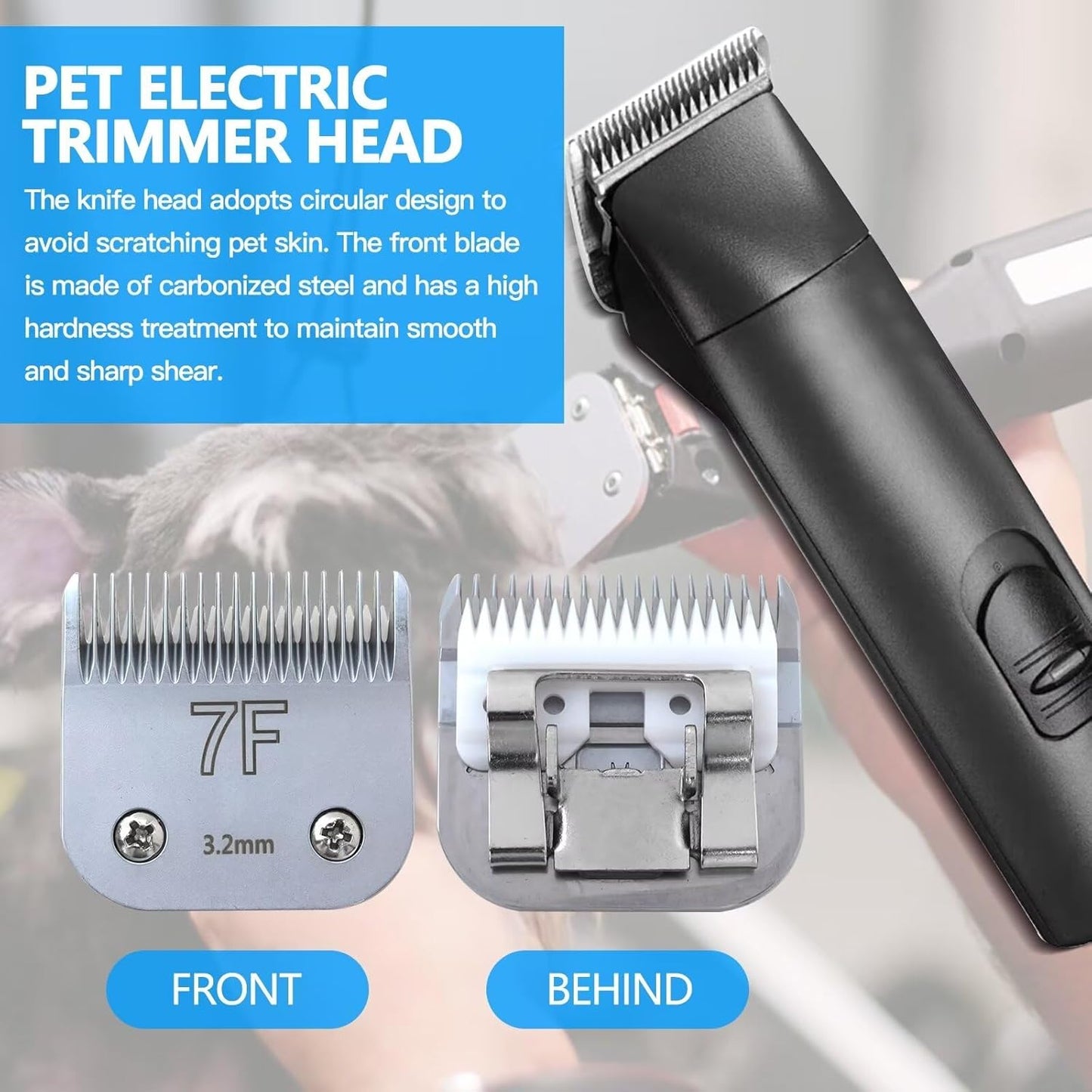 New Detachable Hair Clipper Blade Replacement,Ceramic Blade Compatible for Andis Detachable Blade Clippers AG, AGC, BDC, BG, DBLC, FHC, MBG, SMC Pet Hair Gromming,(1/8")(3.2mm) by INGQI