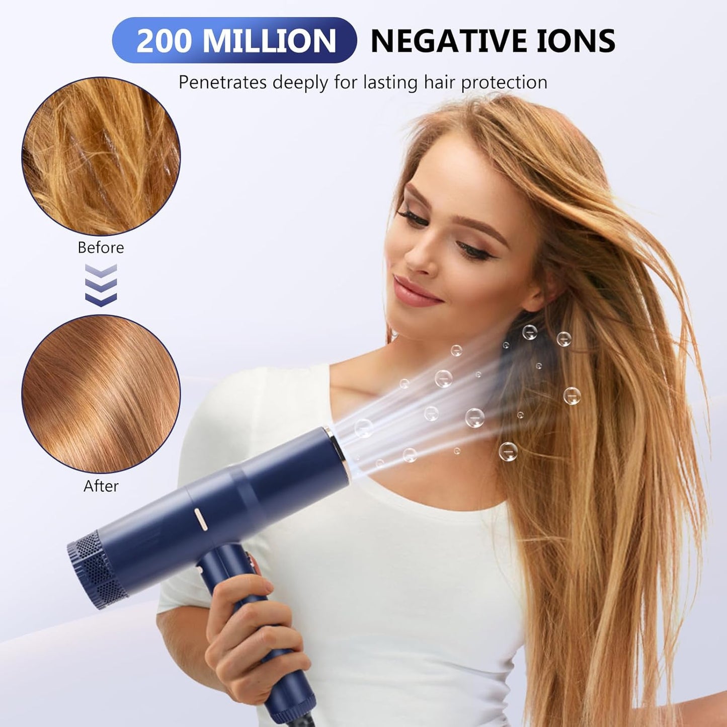 Hair Dryer, IG INGLAM 1875W Ionic Blow Dryer with Diffuser, 110, 000 RPM High-Speed Brushless Motor for Fast Drying, 3 Heat Settings & 3 Speed & Cold Settings, Low Noise