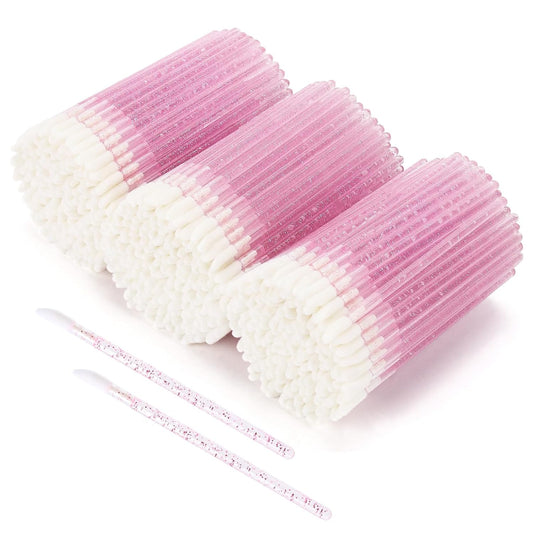 Tbestmax 500 Lip Applicators Disposable Lip Brushes Crystal Lipstick Lip Gloss Wands, Pink