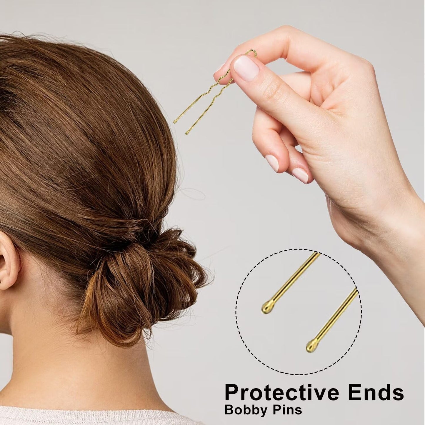 U Shaped Hair Pins, AITRAI 240Pcs Blonde Hair Pins Bun Pins U Bobby Pins for Women with Storage Box, 2.4inch