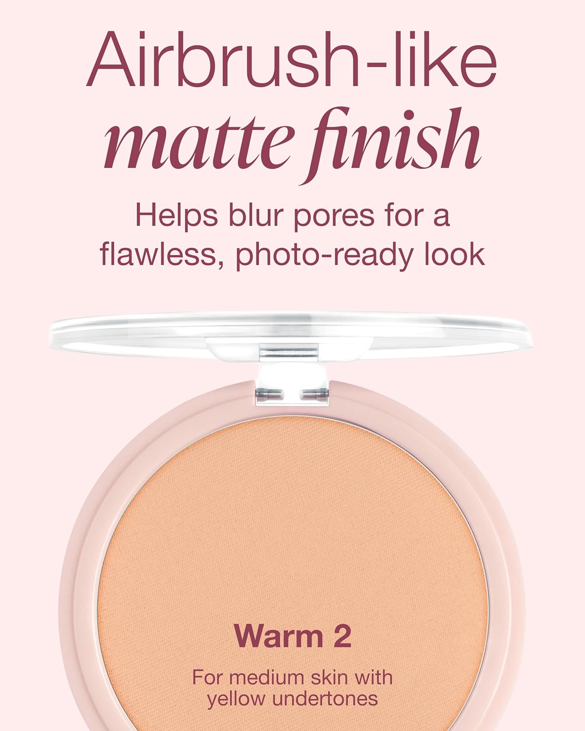 Mineral Fusion Pressed Powder Foundation - Matte Finish Face Powder for Medium Skin with Yellow Undertones - Age Defying Natural Makeup - Talc Free, Vegan, Hypoallergenic (Warm 2)