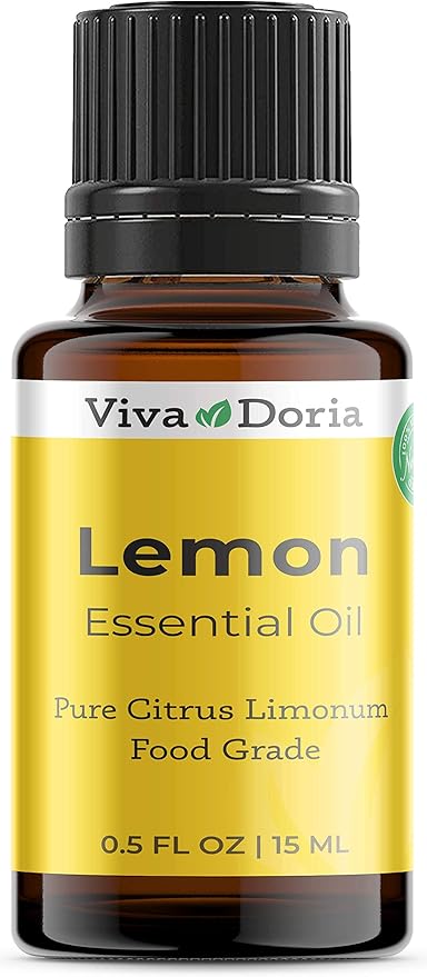 Viva Doria Lemon Essential Oil, 100% Pure, Natural Lemon Essential Oil, Undiluted, for Aromatherapy | Food Grade, 15 mL (0.5 Fluid Ounce)