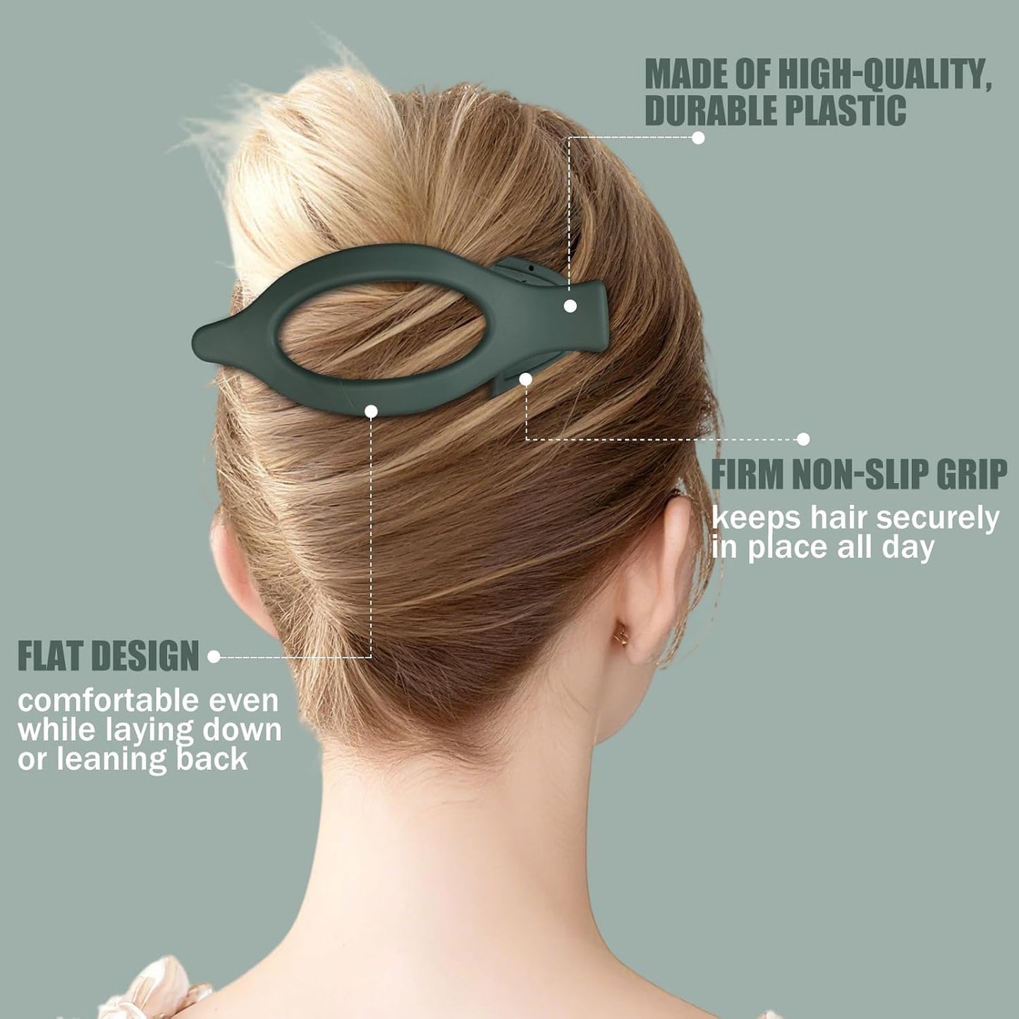 Flat Hair Clips for Women - 6 PCS French Flat Claw Clips Medium Hair Clips for Girls Large Hair Claw Clips for Thick or Thin Hair Strong Hold No Slip Hair Accessories for women (Dark Colorful)