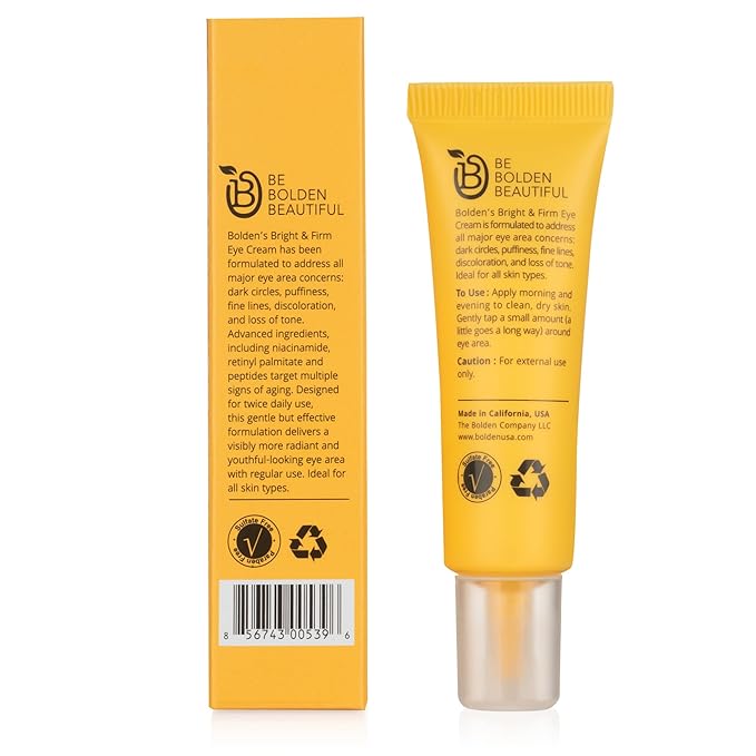 BOLDEN Bright & Firm Eye Cream | Under Eye Cream for Dark Circles & Puffiness | Hydrates and Improves Wrinkles | Fragrance Free | 0.5 Fl Oz