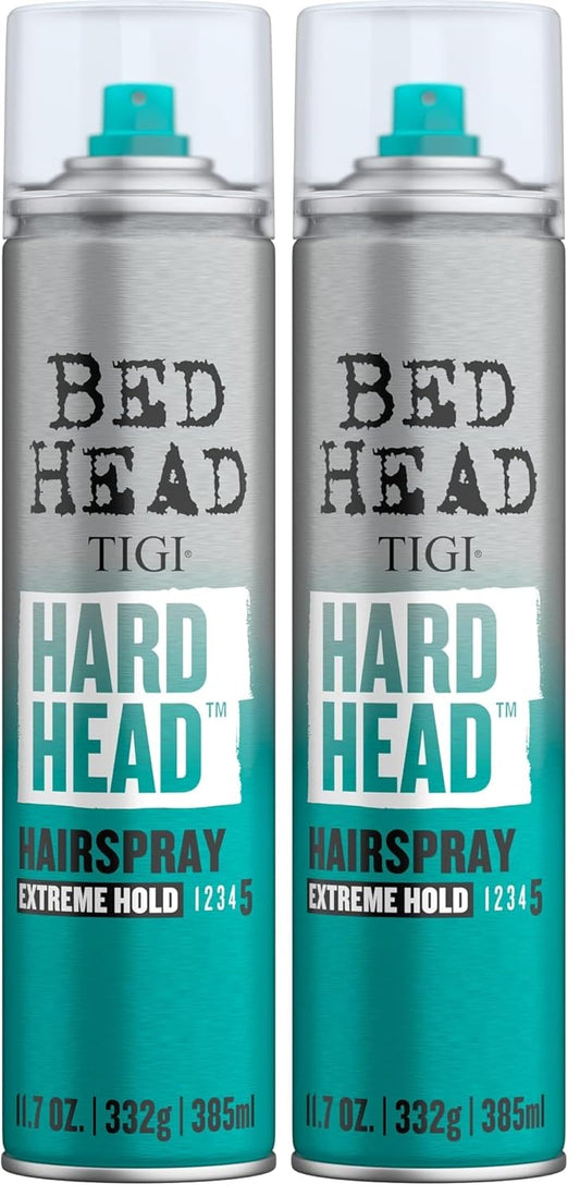 TIGI Bed Head Hard Head Hair Spray – Extra Strong Hold for All Day Style and All Hair Types, 11.7 oz, 2 Pack