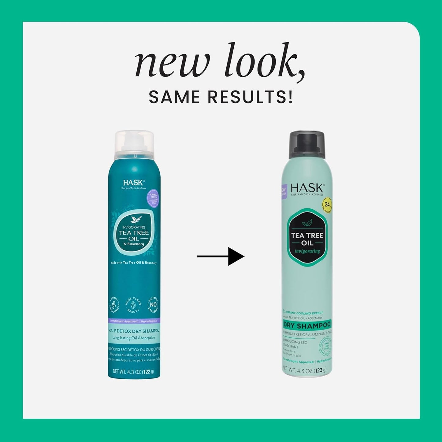 HASK Dry Shampoo Duo (4.3oz-Qty 2) & Deep Conditioner Packette, Aluminum-Free, Sulfate-Free, Paraben-Free, Color Safe, for All Hair Types (Tea Tree)