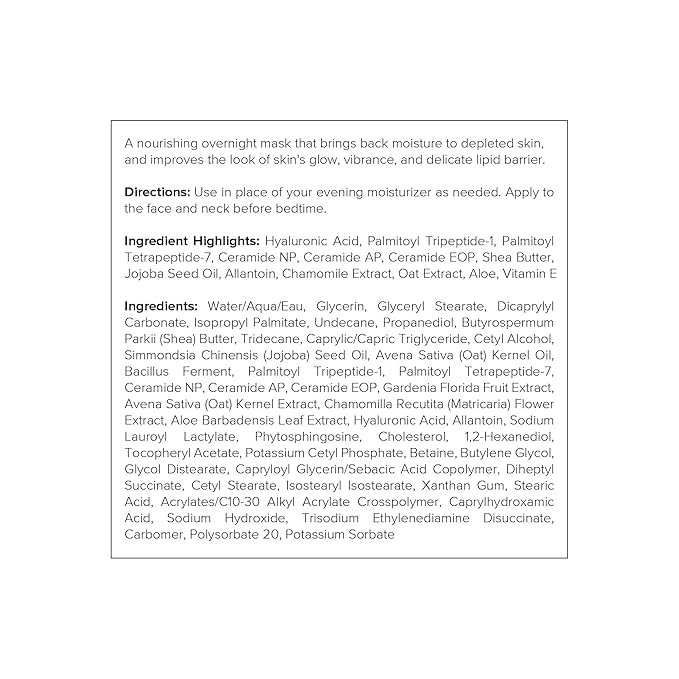 DRMTLGY Barrier Repair Facial Mask - Hydrating Skin Care Face Mask with Hyaluronic Acid, Peptides & Ceramides - Overnight Face Mask