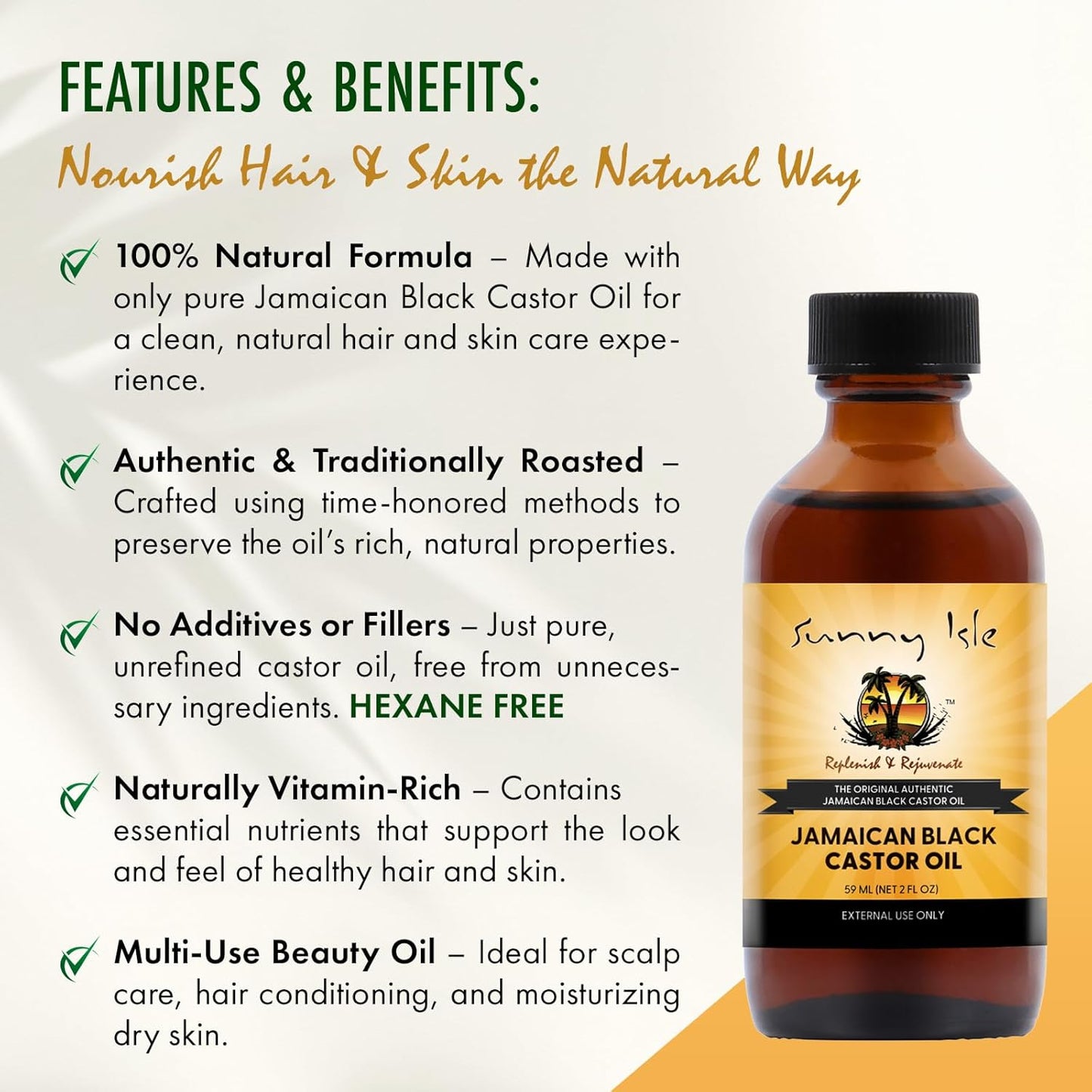 Sunny Isle Jamaican Black Castor Oil 2oz | 100% Natural for Hair, Scalp and Skin Care