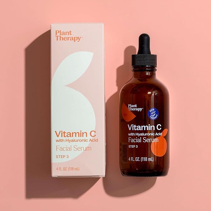 Plant Therapy Facial Serum with Vitamin C & Hyaluronic Acid 4 oz with Hyaluronic Acid, Ferulic Acid, and Vitamin E, Reduces the Appearance of Fine Lines & Wrinkles