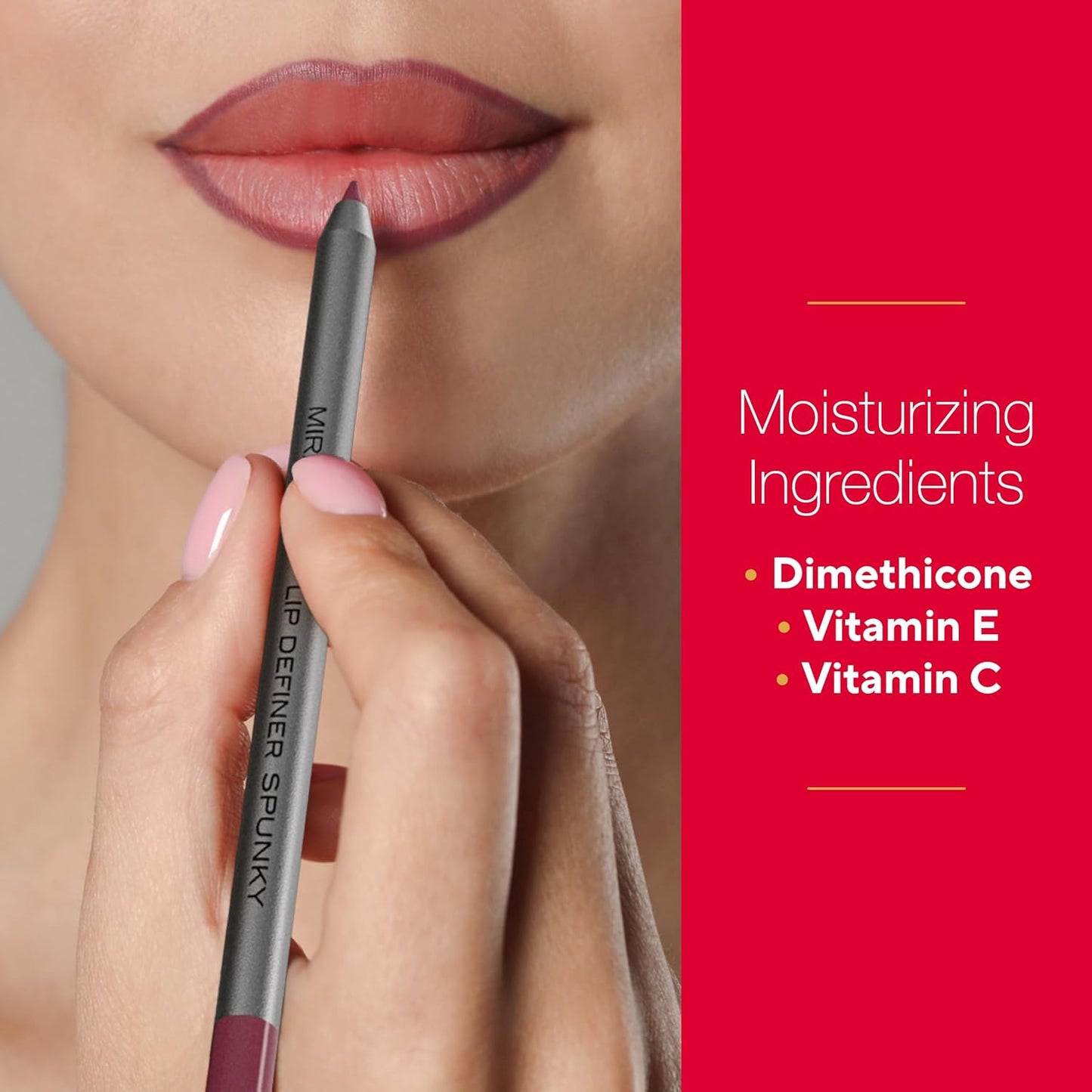 Mirabella - Line and Define Lip Definer, Smoothing & Moisturizing Retractable Lip Pencil with Sharpener, Helps Lipstick Stay Put, Long-Lasting Creamy Formula with Antioxidants Vitamins C & E, Clear