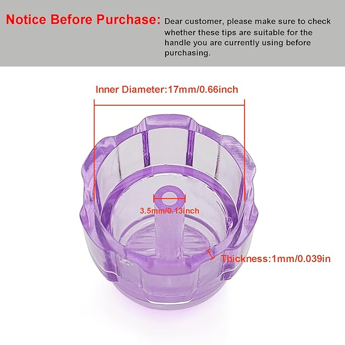 Elitzia Plastic Dermabrasion Microderma Heads Facial Aqua Peel Tips Water Peeling Caps Facial Care Skin Cleaning Tool Beauty Machine Replacement Spare Parts 8pcs Per Set （Lilac）