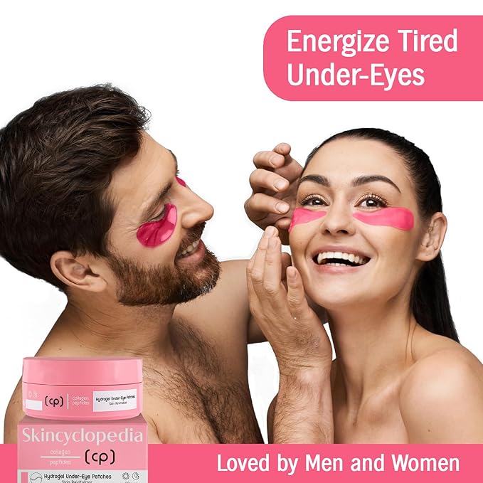 Pure Collagen Hydrogel Under Eye Patches & Peptides Skin Revitalizer, Anti Aging Skin Brightener, Treats Dark Circles, Puffy Eyes, Crow's Feet, Fine Lines & Wrinkles. Vegan. 60Pcs