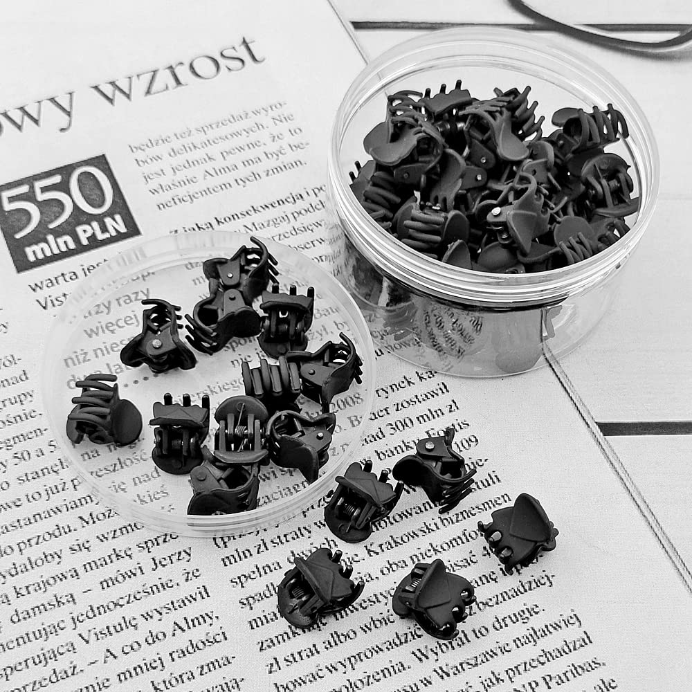 50 PCS Mini Hair Claw Clips， Bangs Strong Grip Multifunction Clamp Clips. (Frosted black)