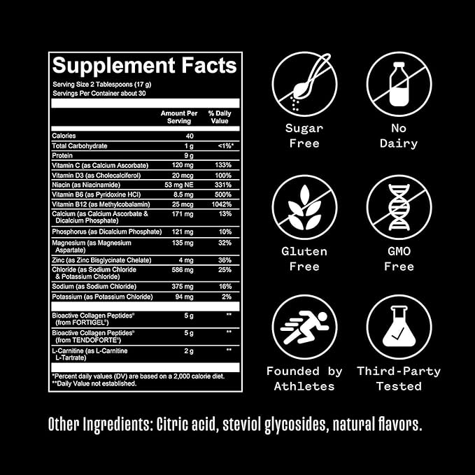 RNWY Foundation 10g Collagen Peptides + Hydration Powder, Daily Joint Support with Electrolytes, Lemon Lime, Sugar Free, 30 Servings