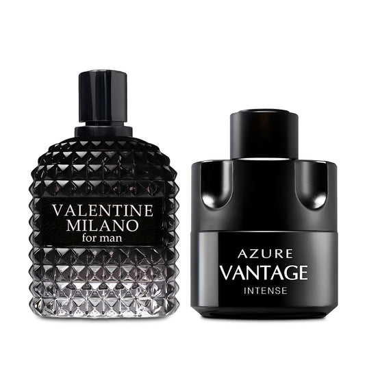 Valentine Milano/Vantage Intense 2PCS Eau De Toilette for Men-Fresh, Romantic Scent Perfume for Men 3.4 Fl Oz Each Mens Cologne For All Skin Daily Used