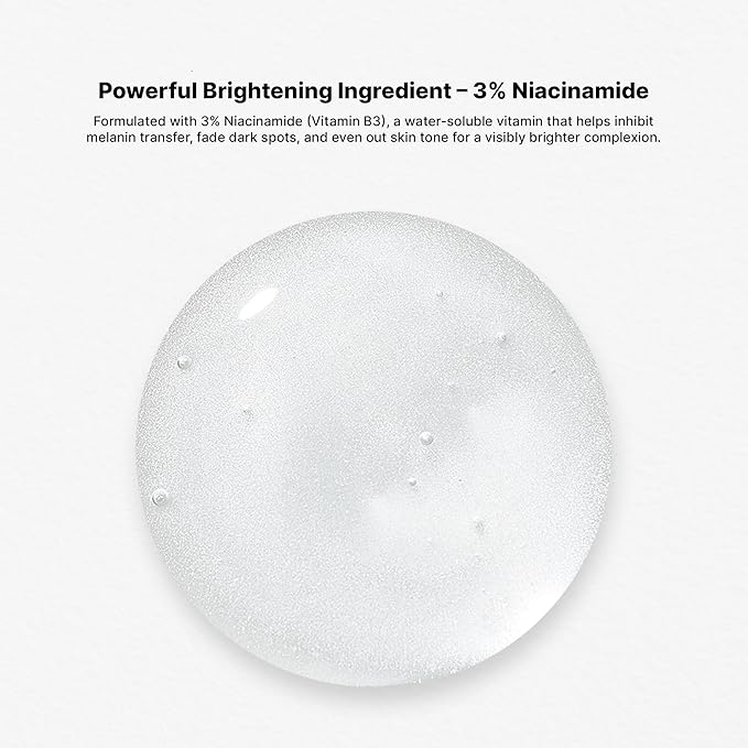 Niacin Vita Snow Serum, Korean Skincare for Brightening, Hydration, Oil Control, 3% Niacinamide, Vitamin C Serum & Ceramide, Dark Spot Corrector, Hyperpigmentation Treatment, Gentle Daily Use