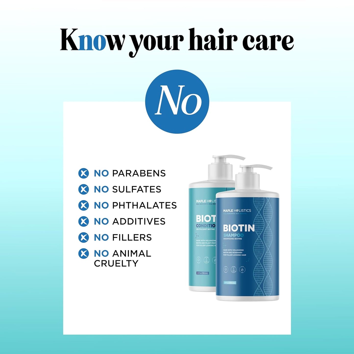 Rosemary Biotin Shampoo and Conditioner Set - Volumizing Shampoo and Conditioner for Thinning Hair for Women & Men with Nourishing B Vitamins - Color Safe Sulfate Paraben & Silicone Free (25 Fl Oz)