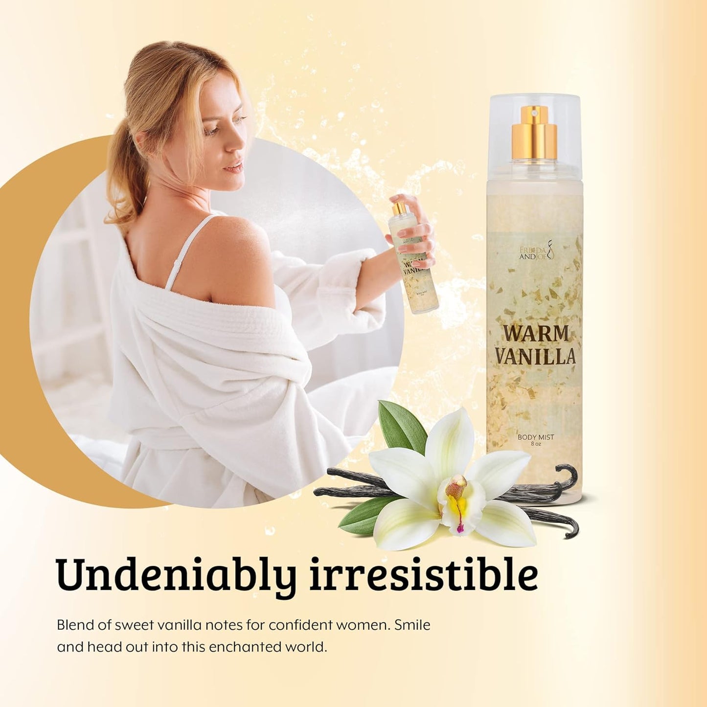 Warm Vanilla Unisex, Womens Perfume Fragrance Body Mist & Sprays, Women's Fruity Luxury Scented Gifts & Presents, 8 oz Fine Mist Spray Bottle (Warm Vanilla)