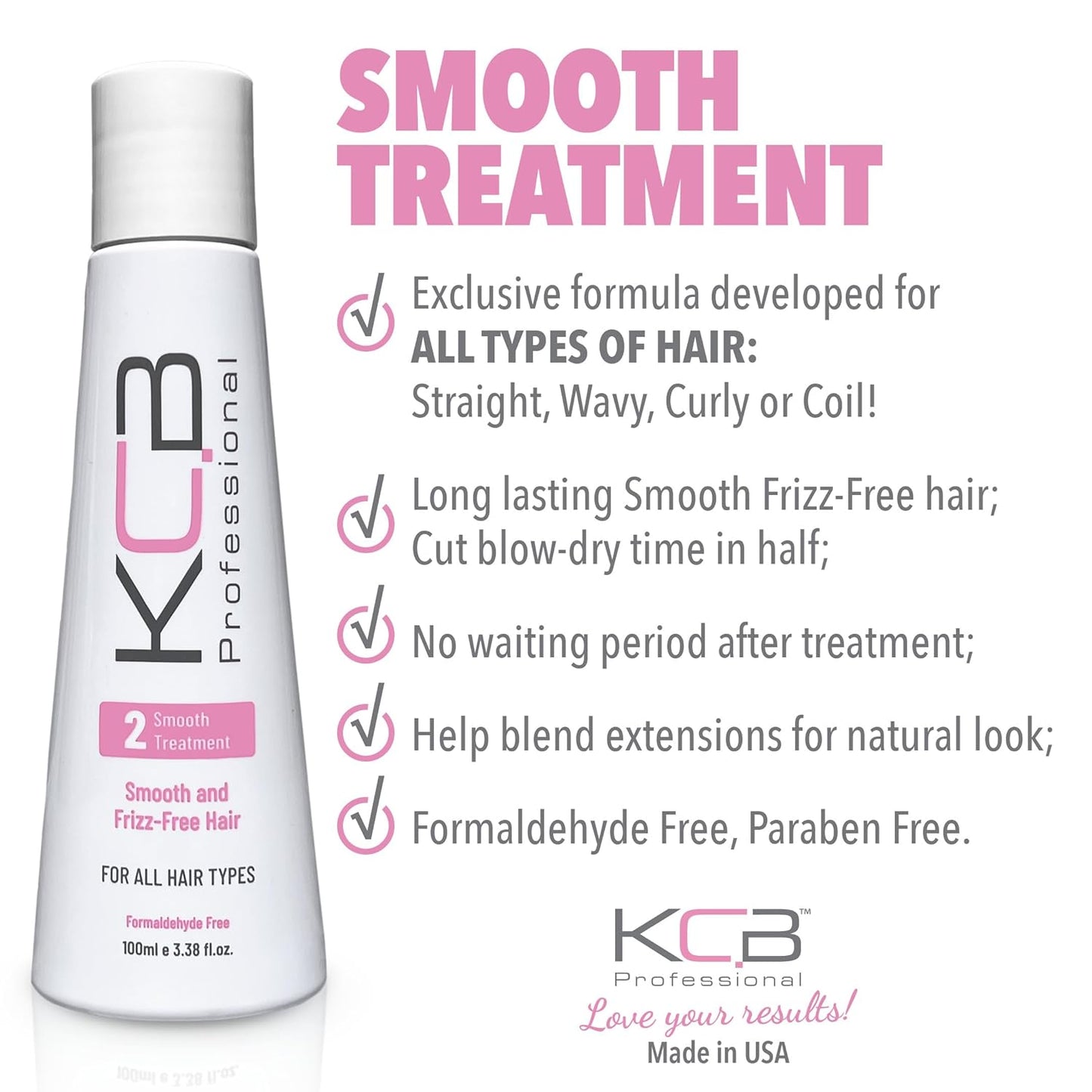Smooth System, 2 Steps Brazilian Keratin Hair Treatment for Smoothing and Hair Frizz Control, Complex Blowout, Straightening, All Hair Types, Formaldehyde Free, 3.38 Fl oz / 100ml Kit