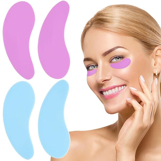 2 Pairs Under Eye Patches Reusable, Blue Purple Silicone Eye Mask for Wrinkles Dark Circles Puffiness Fine Lines Self Skin Care Stuff for Women Teens