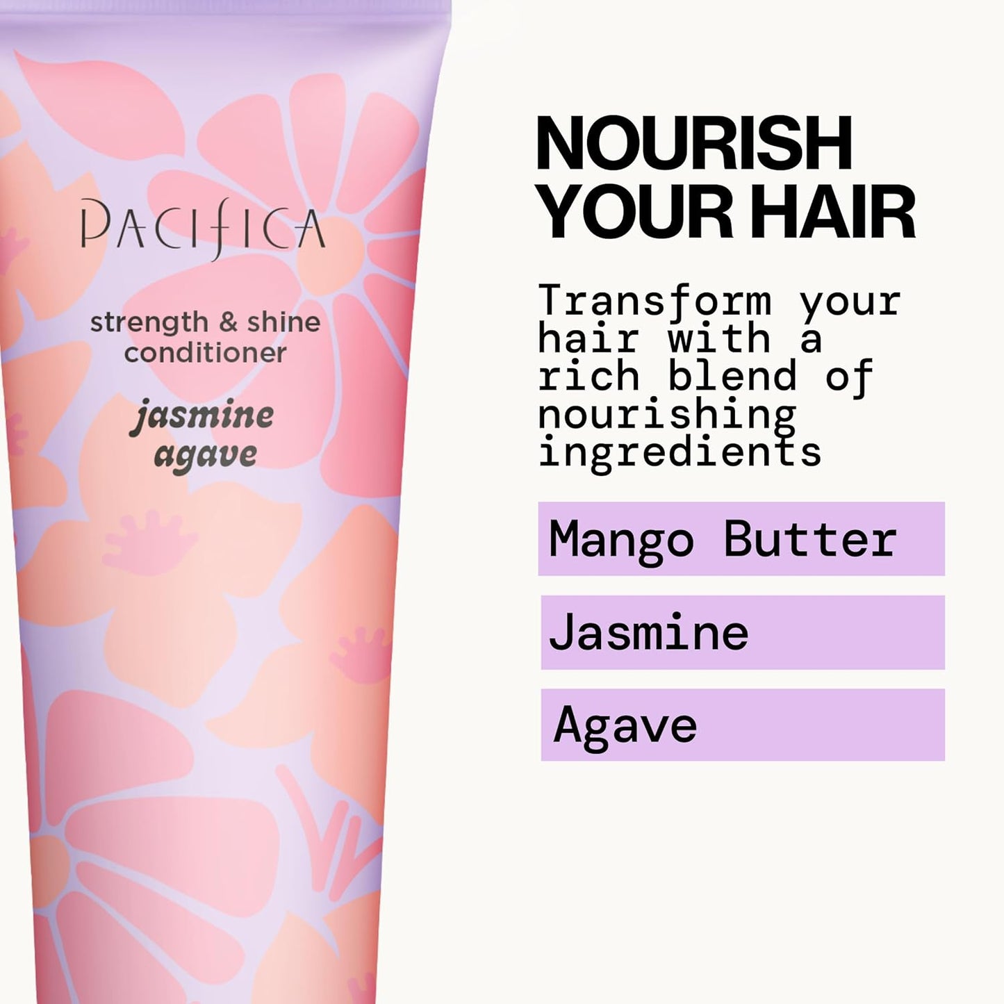 Pacifica Jasmine Agave Strength & Shine Conditioner – Repair Treatment for Dry, Damaged & Bleached Hair, Strengthens & Restores Shine, Clean Beauty, Vegan Cruelty-Free Dermatologist Tested