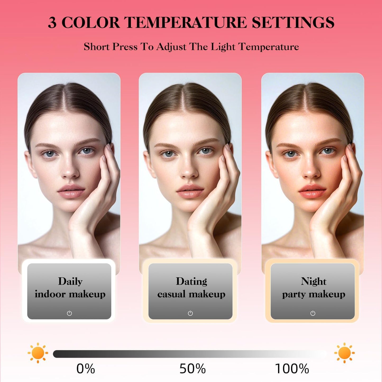 Travel Makeup Bag With LED Mirror,Cosmetic Train Case with 3 Color Setting,Cosmetic Makeup Organizer Bag with Adjustable Dividers,Portable Make up Box with Make up Brushes Holder Storage（Rose）