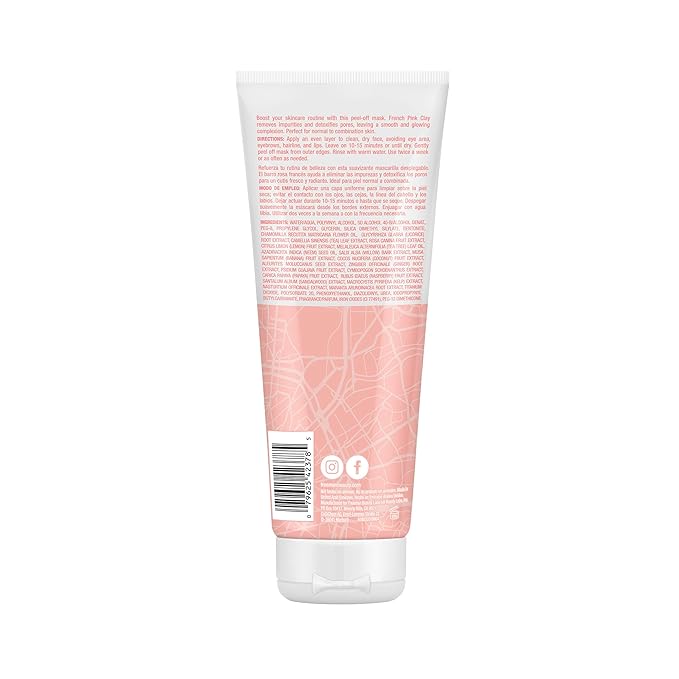 Freeman Exotic Blends Pore Clearing French Pink Clay Peel Off Facial Mask, 6 fl.oz./175 mL Tube