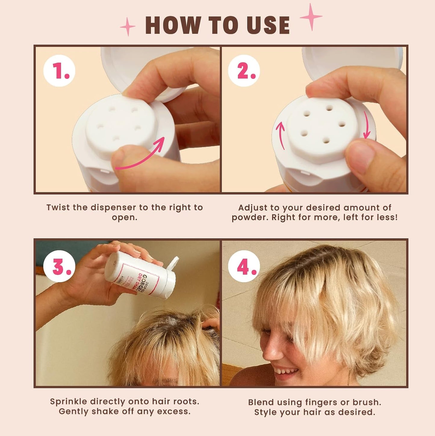 Handmade Heroes Non Aerosol Dry Shampoo Volume Powder 100% Natural & Vegan Volumizing Hair Powder For Light Hair and Blonde (Dry Shampoo and Brush Kit)