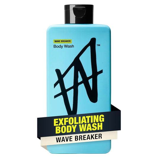 W By Jake Paul Exfoliating Body Wash for Men, Vitamin-Infused, Hydrating Shower Gel, Wave Breaker, 18 fl oz